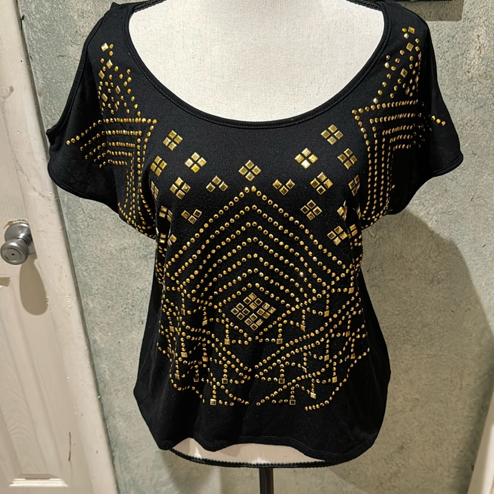 Gold and black studded top